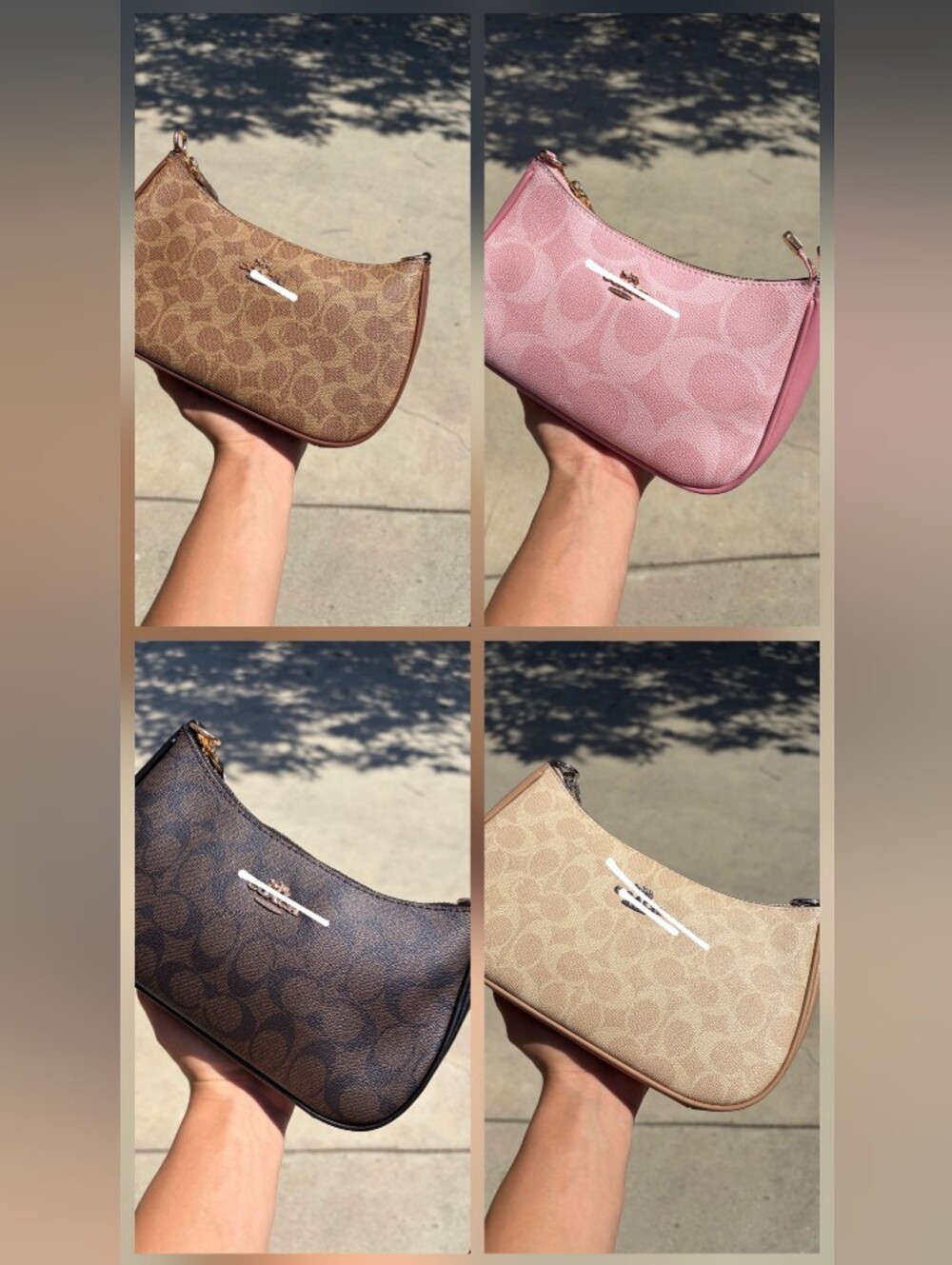 Coach Shoulder Bag — Pink, Brown, White, Tan, Dark Brown Options